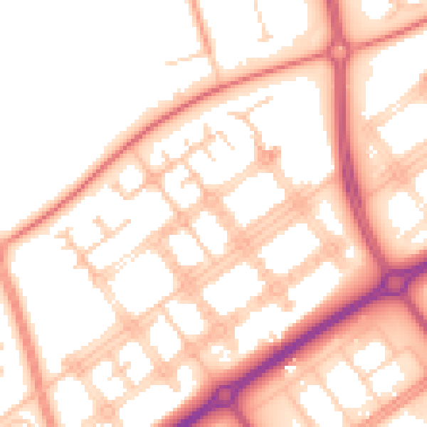 Daytime road noise heatmap for MK14 7AQ