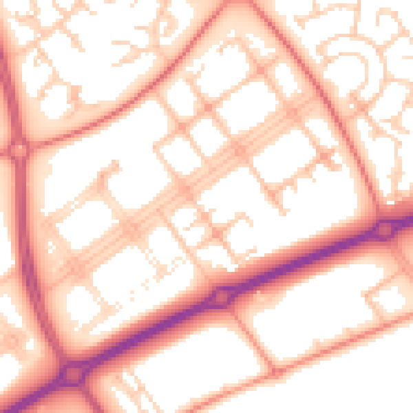 Daytime road noise heatmap for MK14 7RA