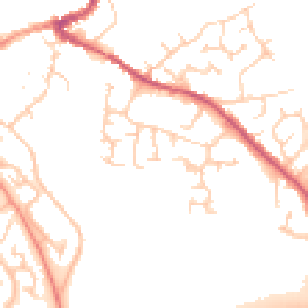 Daytime road noise heatmap for MK16 9DN