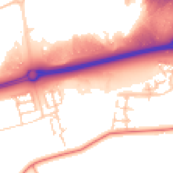 Daytime road noise heatmap for MK17 7DY