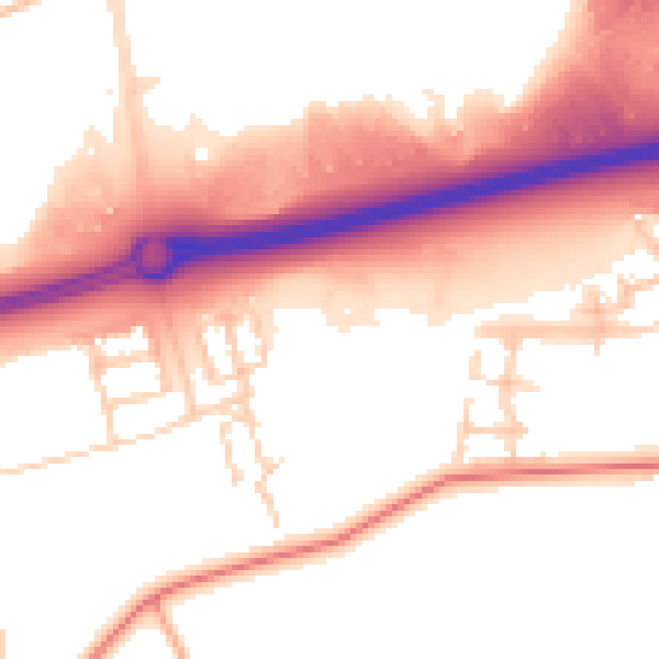 Daytime road noise heatmap for MK17 7DZ