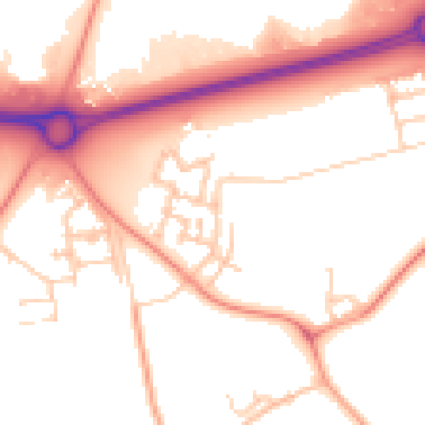 Daytime road noise heatmap for MK17 8SE