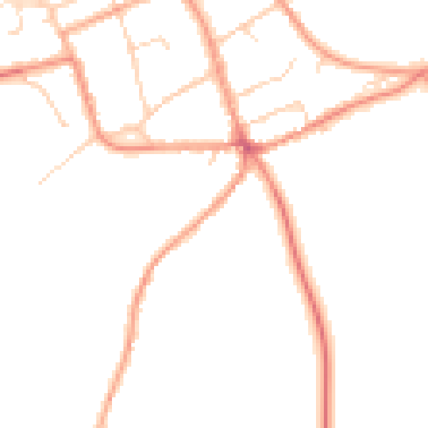 Daytime road noise heatmap for MK17 8TE