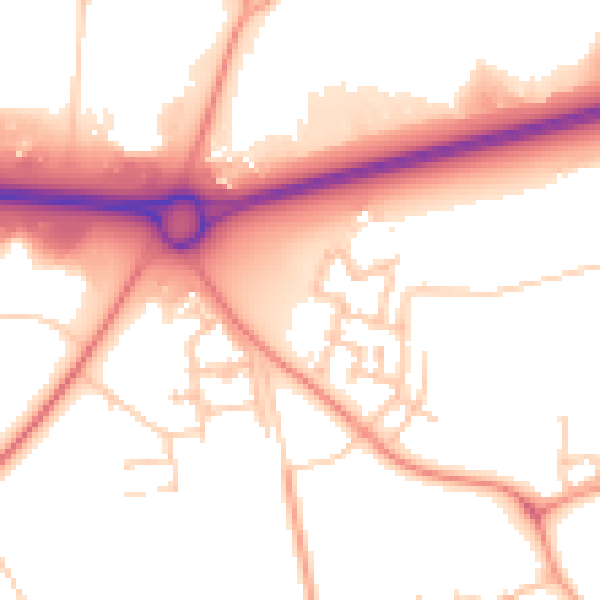 Daytime road noise heatmap for MK17 8WE