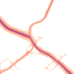 Daytime road noise heatmap for MK18 2AJ