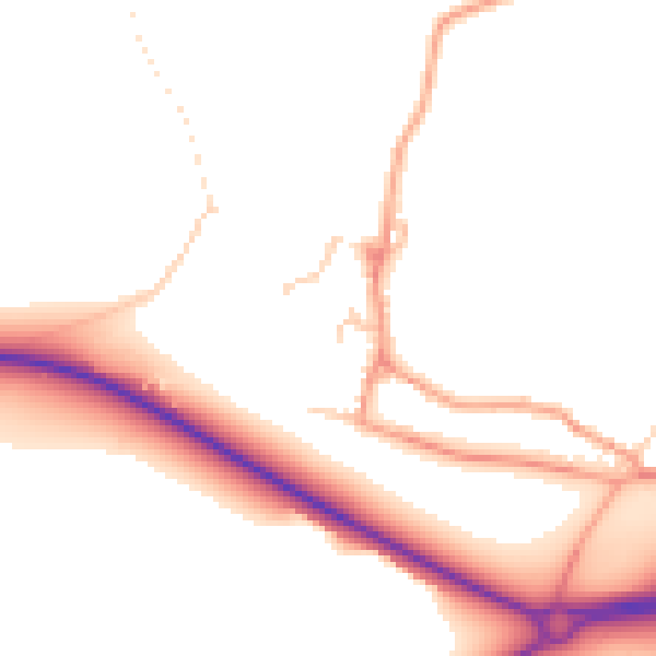 Daytime road noise heatmap for MK18 4BQ