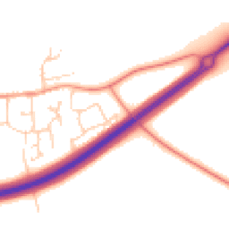 Daytime road noise heatmap for MK18 4NE