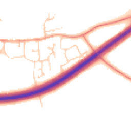 Daytime road noise heatmap for MK18 4NG