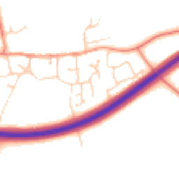 Daytime road noise heatmap for MK18 4QU