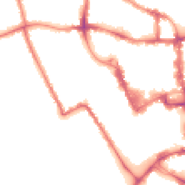 Night-time road noise heatmap for MK40 1AZ