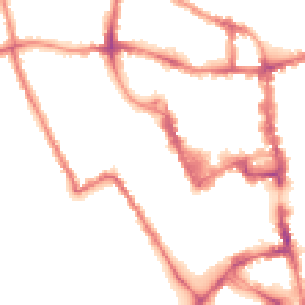 Night-time road noise heatmap for MK40 1BZ