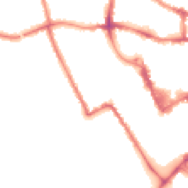 Night-time road noise heatmap for MK40 1DH