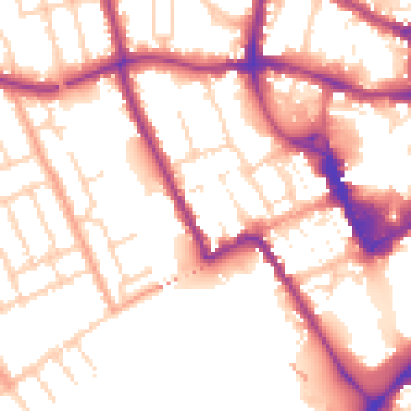 Daytime road noise heatmap for MK40 1DJ