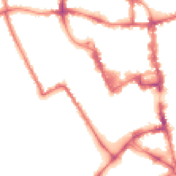 Night-time road noise heatmap for MK40 1QU
