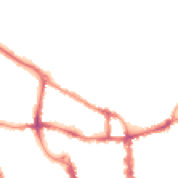 Night-time road noise heatmap for MK40 2JB