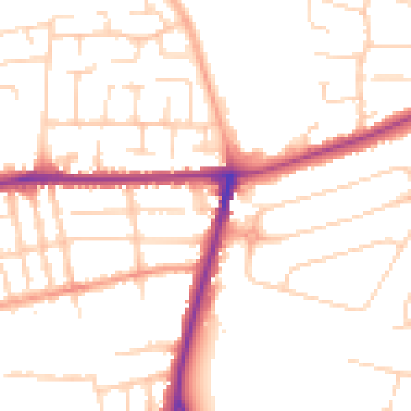 Daytime road noise heatmap for MK40 3EQ