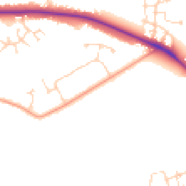 Daytime road noise heatmap for MK40 4AZ
