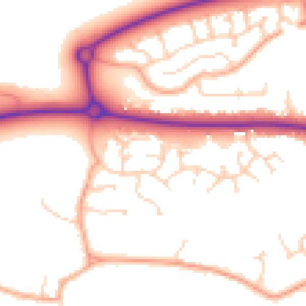 Daytime road noise heatmap for MK40 4QU