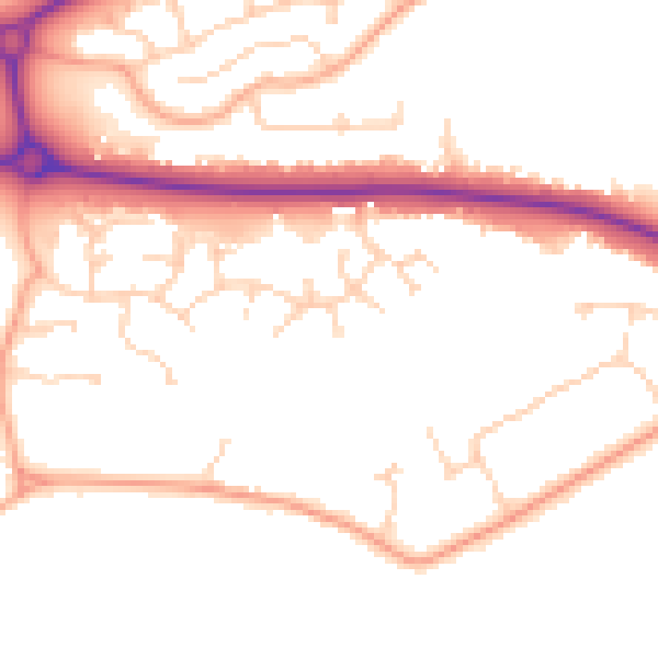 Daytime road noise heatmap for MK40 4RN