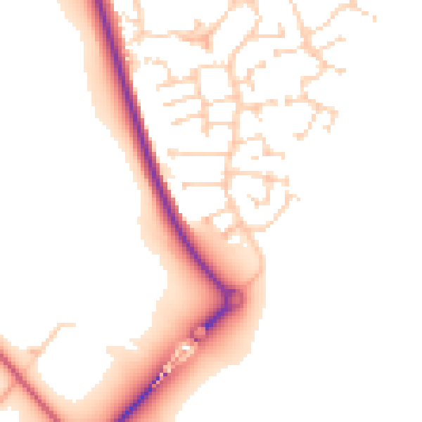 Daytime road noise heatmap for MK40 4TZ