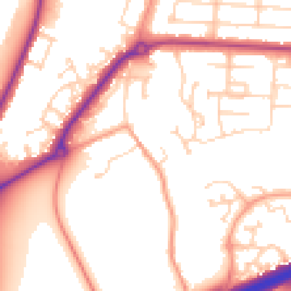 Daytime road noise heatmap for MK42 9XY