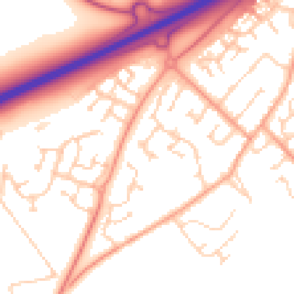 Daytime road noise heatmap for MK43 0AE