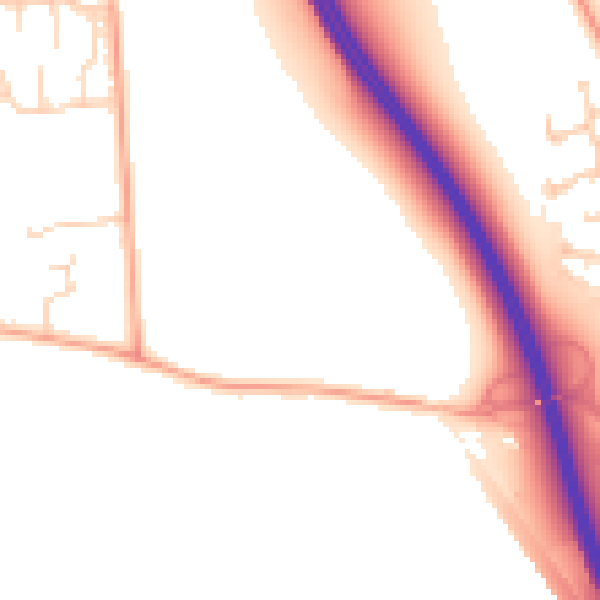 Daytime road noise heatmap for MK43 7AQ