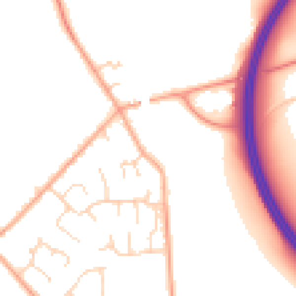 Daytime road noise heatmap for MK43 7RB