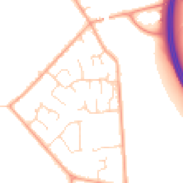 Daytime road noise heatmap for MK43 7SQ