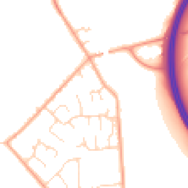 Daytime road noise heatmap for MK43 7TD