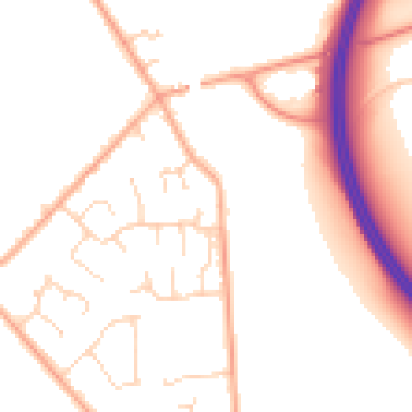 Daytime road noise heatmap for MK43 7TE
