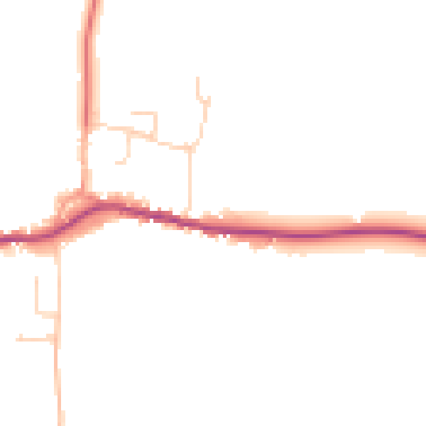 Daytime road noise heatmap for MK43 8DJ