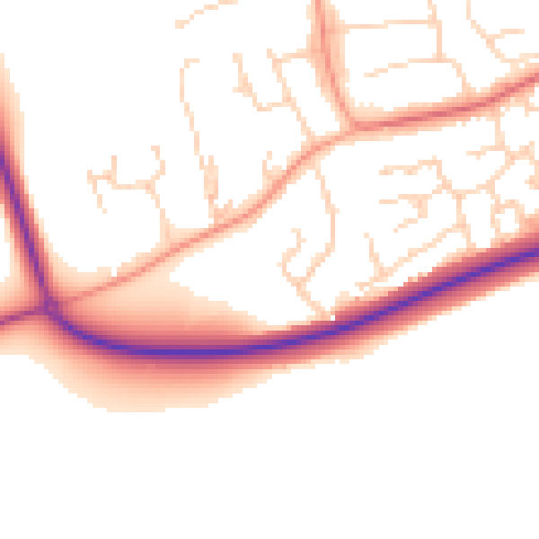 Daytime road noise heatmap for MK43 8FB