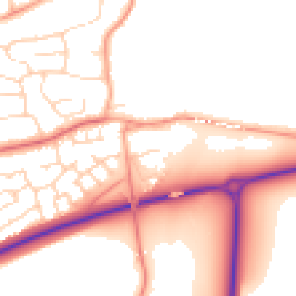 Daytime road noise heatmap for MK43 8LQ