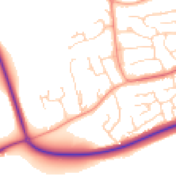 Daytime road noise heatmap for MK43 8NA