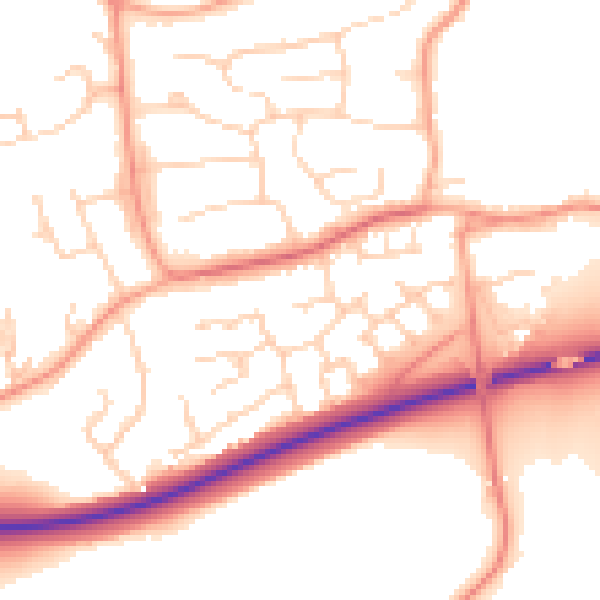 Daytime road noise heatmap for MK43 8PN