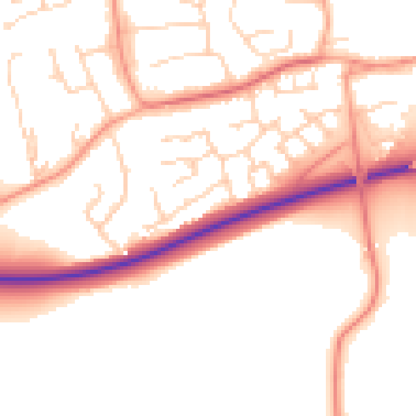 Daytime road noise heatmap for MK43 8QF