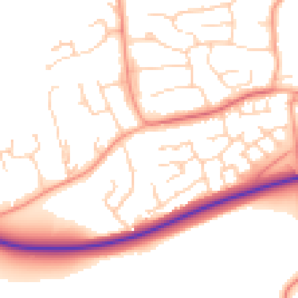 Daytime road noise heatmap for MK43 8QG