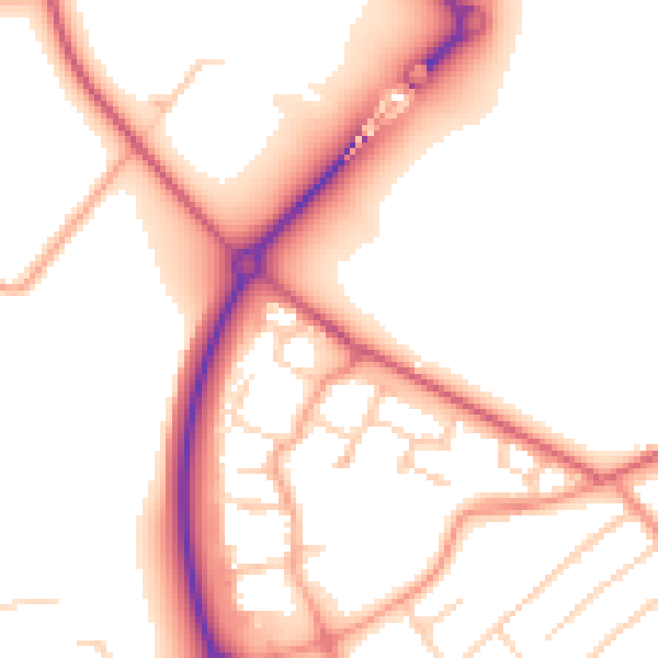Daytime road noise heatmap for MK43 8RB
