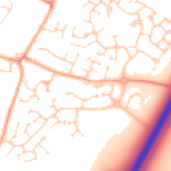 Daytime road noise heatmap for MK43 9SQ