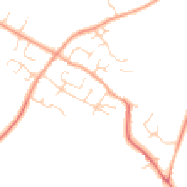 Daytime road noise heatmap for MK44 3BJ
