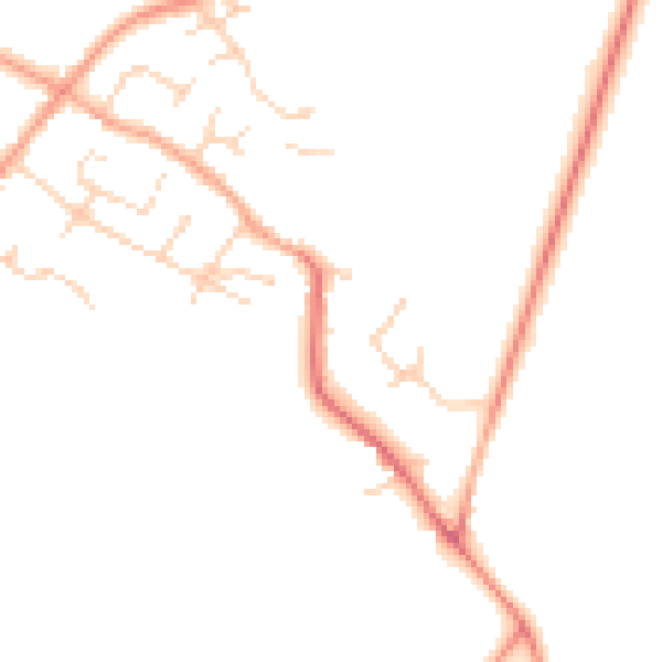Daytime road noise heatmap for MK44 3JJ