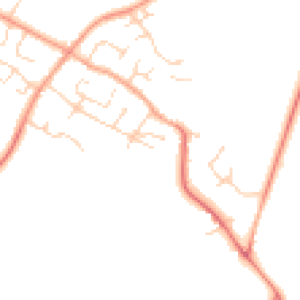 Daytime road noise heatmap for MK44 3JQ
