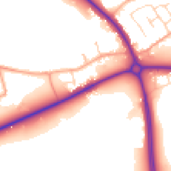 Daytime road noise heatmap for MK45 2FJ