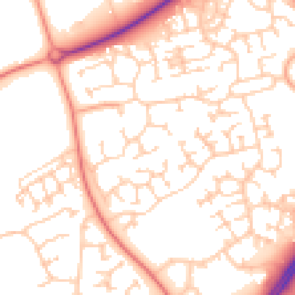 Daytime road noise heatmap for MK7 7DZ