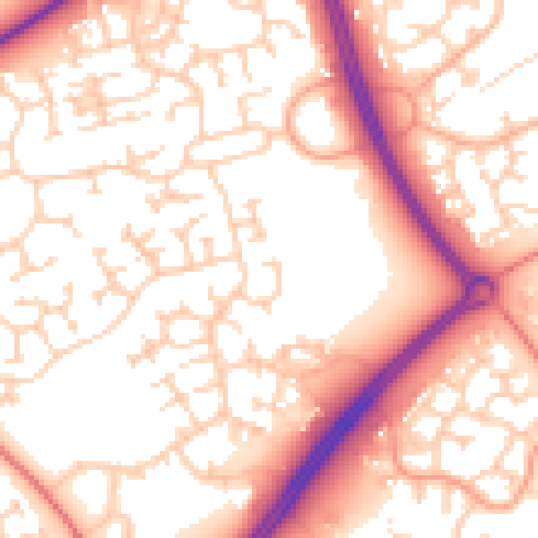 Daytime road noise heatmap for MK7 7NQ