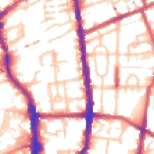 Daytime road noise heatmap for N1 0AA