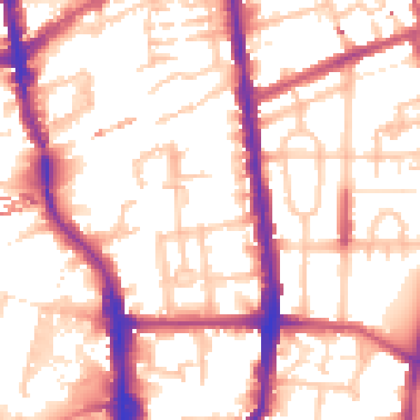 Daytime road noise heatmap for N1 0AB