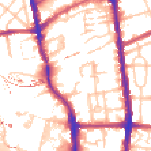 Daytime road noise heatmap for N1 0AD