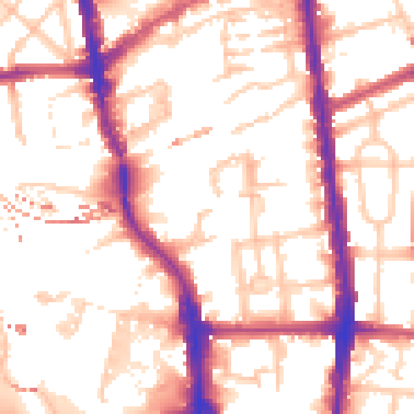 Daytime road noise heatmap for N1 0AP